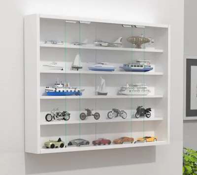 Produktbild von VCM Glasvitrine hängend | Vitrine Glas mit ESG-Sicherheitsglas | Maße ca. H. H. 60 x B. 77 x T. 10  cm | Hängevitrine Glas | Modern und platzsparend | Glas Vitrinenschrank - Agisa L