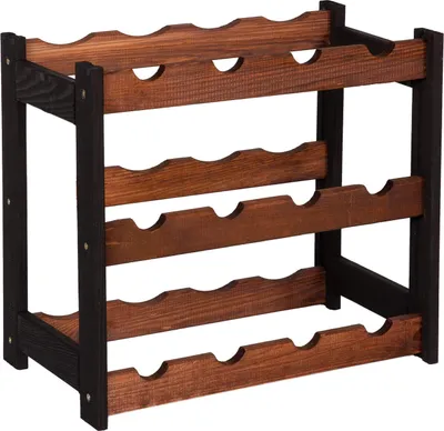 Immagine prodotto di STOLMAK Portabottiglie in Legno per 12 Bottiglie 44x35x25 cm Nero/Marrone Naturale Caffale Vino Cantinetta Porta Bottiglie da Terra