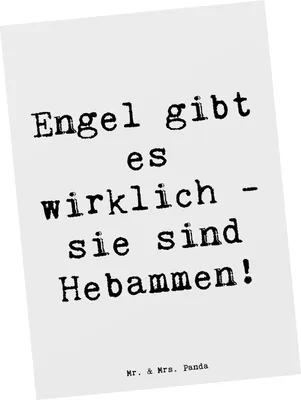 Produktbild von Mr. & Mrs. Panda Postkarte Spruch Hebamme Engel - Weiß - Geschenk, Danke sagen, Fürsorge, Aufmerksamkeit, Dankeschön, Liebe, Ansichtskarten, Bedanken, spruchkarte, Geburt