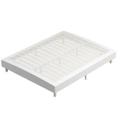 Produktbild von DEWINNER – Boxspringbett, Bettgestell 140 x 200, stabil und bequem, Bett 140 x 200 cm – 2 x 14 Latten mit 9 Füßen – Höhe des Bettrahmens 29 cm – Weiß