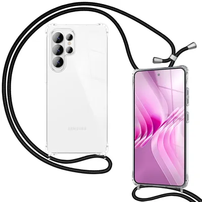 Produktbild von NALIA Handykette für Samsung Galaxy S26 Ultra – Transparentes Hybrid-Case & Band – Anti-Gelb & Verstellbar – Marke aus Berlin –  Mitternacht Schwarz