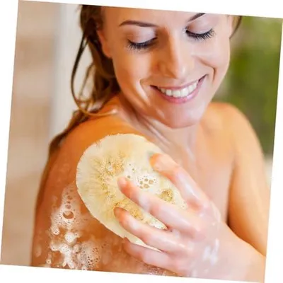 Produktbild von 2 Stück Sisal-Peeling-Duschbürsten für das Trockenbürsten und die sanfte Reinigung von Körper und Haut, ergonomisch für Dusche und Hautpflege