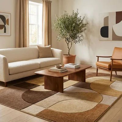 Produktbild von Designer Teppich Maui Modern Braun Beige, Größe:80x150 cm