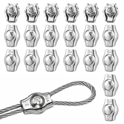 20 M2-Stahlkabelklemmen 304 Edelstahl für Kabel 3 mm