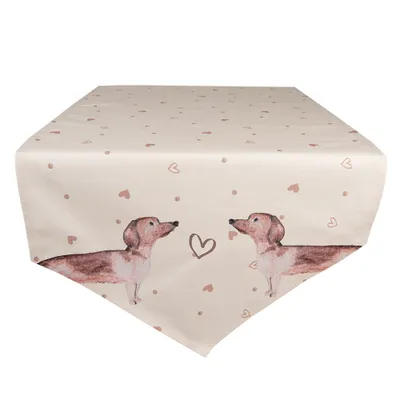 Produktbild von Clayre & Eef Tischläufer 50x160 cm Beige Baumwolle Dackel