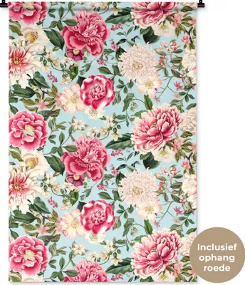 Produktbild von MuchoWow® Wandteppich Wandbehang Blumen - Farben - Muster 90x135 cm Tapisserie Dekoration Wandtuch - Baumwolle - Wandskulptur