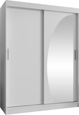 Produktbild von MIRJAN24 Kleiderschrank Wika 150, Schwebetürenschrank mit zwei Kleiderstangen, Garderobe (Farbe: Weiß, Größe: 150 cm, ohne Schubladen)