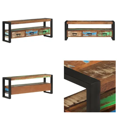 Immagine prodotto di vidaXL Mobile TV 120x30x45 cm in legno massiccio antico - Mobile TV - Mobile TV - Mobile TV in legno - Mobili TV
