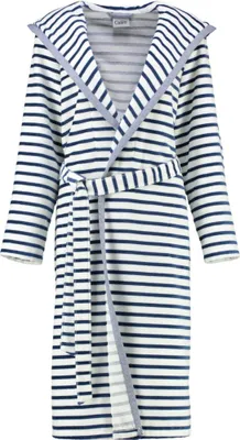 Productafbeelding van Cawö damesbadjas met capuchon, model 6596, kleur marineblauw, maat 44