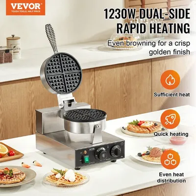 Obrázek produktu pro Komerční vaflovač Kulatý vaflovač Baker Machine Nepřilnavý 1230 W