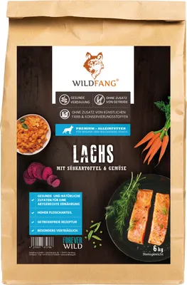 Produktbild von Wildfang Junior Premium Trockenfutter für Welpen mit 60% Lachs 6 kg, getreidefrei, glutenfrei, hypoallergen