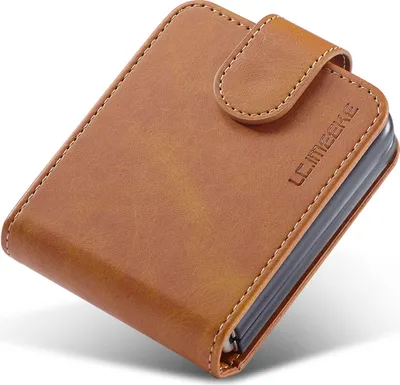 Image de Etui pour Samsung Galaxy Z Flip 3 5G, étui en cuir avec fermeture magnétique et support, étui de protection Jaune