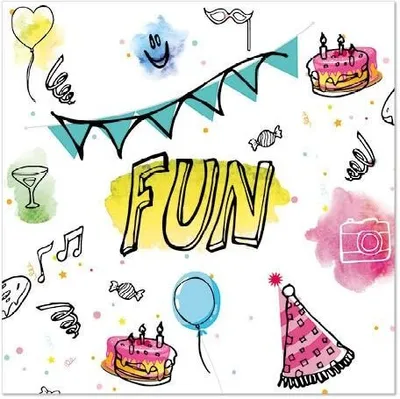 Produktbild von Servietten, 3-lagig 1/4-Falz 33 cm x 33 cm "Fun"