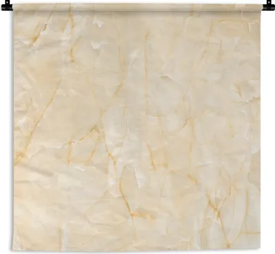 Produktbild von MuchoWow® Wandteppich Wandbehang Marmor - Gelb - Weiß 150x150 cm Tapisserie Dekoration Wandtuch - Wohnaccessoires - Modernes