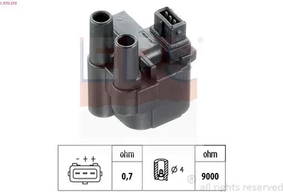 Produktbild von EPS 1.970.376 Zündspule für RENAULT CLIO II (BB0/1/2, CB0/1/2) KANGOO (KC0/1) KANGOO Express (FC0/1) MEGANE I (BA0/1) MEGANE Scenic (JA0/1)
