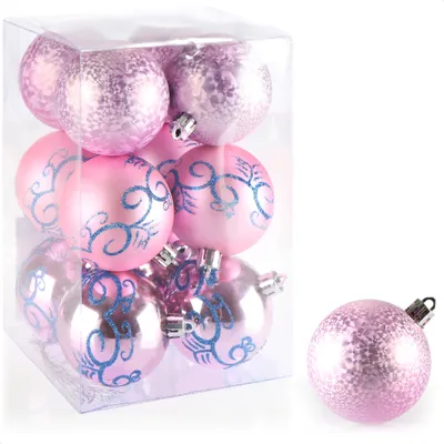 Produktbild von com-four® 12x Weihnachtskugeln, Christbaumkugeln 6 cm - bruchsicher aus Kunststoff für Weihnachten, Baumschmuck für den Christbaum mit Anhänger