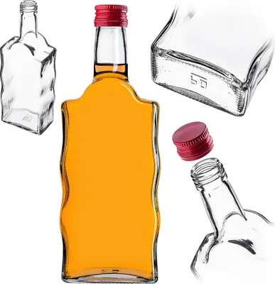 Obrázek produktu pro KADAX skleněná láhev na tinkturu 500 ml s červeným uzávěrem 50 kusů.