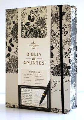 Produktbild von Biblia de Apuntes Rvr 1960 Tapa Dura, Blanco Y Negro Con Flores (Edición Cantos Pintados) / Spanish Journalling Bible Rvr 1960 Hc Black and White with Flowers