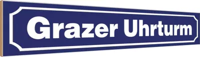 Produktbild von vianmo Holzschild 10x46 cm Grazer Uhrturm Straße Stadt