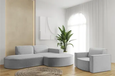 Produktbild von Sofa Set 2-teilig Sessel und Ecksofa PALMA XS Stoff Ascot Toffee Ottomane Rechts