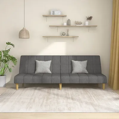 Image de Canapé convertible 2 places, couleur gris clair, revêtement en tissu