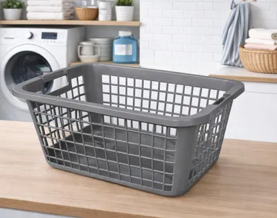 Produktbild von 69 Liter Wäschekorb Groß Wäschewanne Plastik Kunststoff Korb 62x43x27 cm Grau