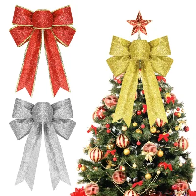 3 große Weihnachtsschleifen – Bogenschleife für Baum, Kranz & Deko