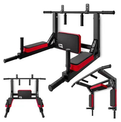 Produktbild von Klimmzugstange und Dip-Station zur Wandmontage, Multifunktionales Trainingsgerät, Reckstange Indoor, Dip Barren, Trizeps Trainingsgerät, 120 kg Max. Belastbarkeit