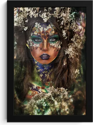 Produktbild von MuchoWow® MuchoWow® Gerahmtes Poster Frau - Blumen - Farbe 20x30 cm - Poster mit zchwarzem Bilderrahmen - Drucken - Bilder Poster im Rahmen