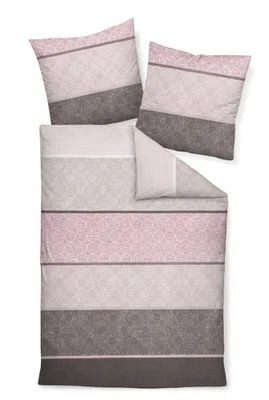 Zdjęcie produktu dla Janine Feinbiber Pościel 2-częściowa Poszewka na kołdrę 155 x 220 cm Poszewka na poduszkę 80 x 80 cm Davos 65016-05 jagodowo-fioletowa
