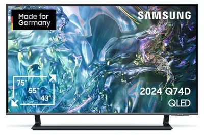 Produktbild von Samsung Q74D 43" QLED 4K Tizen OS™ Smart TV (2024), 109,2 cm (43"), 3840 x 2160 Pixel, QLED, Smart-TV, WLAN, Grau, Titan