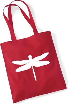 Produktbild von Huuraa Jutebeutel Libelle Silhouette 10 Liter Classic Red Baumwolle Tasche Geschenkidee