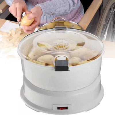 Productafbeelding van Elektrische aardappelschilmachine - Automatische groenteschiller - Snel groenten schillen - Met opvangcontainer - 1 kg capaciteit - Wit