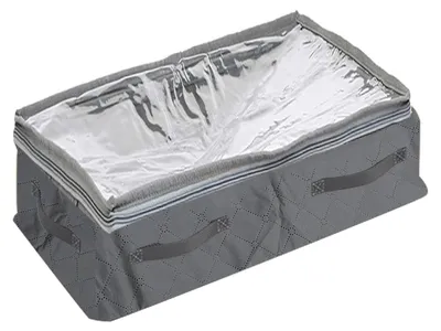 Image de Sac de rangement sous lit, 45 l, 100 x 50 x 18 cm, fenêtre transparente, grande ouverture, organiseur d'armoire, panier à linge