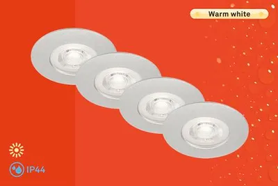 Immagine prodotto di BRILONER - Set di 4 luci LED da incasso a soffitto, luci da incasso ultrapiatte, faretti da incasso per bagno, faretti da incasso per bagno IP44, cromo opaco, 90x25 mm (DxH)