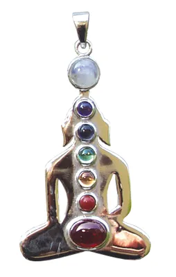 Produktbild von Anhänger "Chakra-Buddha" 7 Halbedelsteine Messing 8,0g