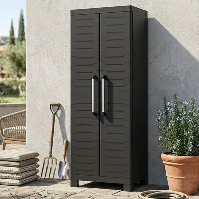 Immagine prodotto di Dmora Armadio da Esterno Terrebonne 45x65x182h cm Nero, 5 Vani Un'anta  Italy