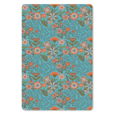 Produktbild von MuchoWow® Mauspad Mousepad Bohème - Blumen - Orange - Retro - Design 18x27 cm - Mousepads - Maus Mat - Pad - Mausunterlage