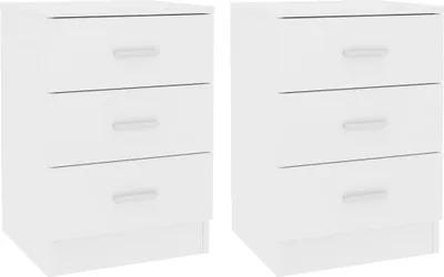 Zdjęcie produktu dla Stolik nocny zestaw 2 materiałów drewnopochodnych biały 38x35x56 cm