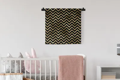 Produktbild von MuchoWow® Wandteppich Wandbehang Muster - Linie - Gold 60x60 cm Tapisserie Dekoration Wandtuch - Dekorationen - Wand Decke