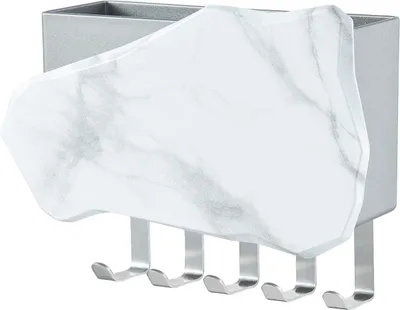 Produktbild von Schlüsselbrett mit Ablage-Schlüssel Wandhalterung-Wand Schlüsselhaken mit 5 Haken & Schlüsselleiste-Einfach zu verwenden,Wird zum Sortieren von Schlüsseln und kleinen Gegenständen verwendet（Weiss）