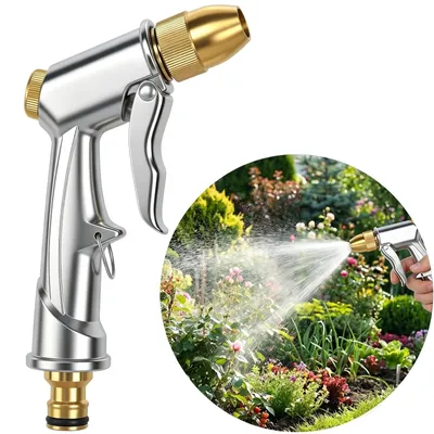 Immagine prodotto di Doccetta da giardino - Completamente in metallo - 4 modalità di getto - Alta pressione - Bloccaggio