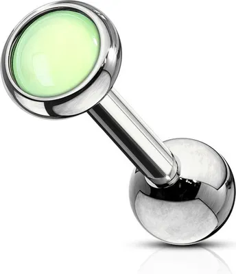 Produktbild von Tragus Helix Cartilage Ohr Piercing Stecker Epoxid Chirurgenstahl Autiga® silber-grün