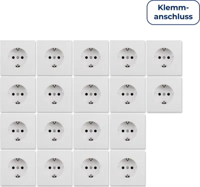 Produktbild von 18x Schutzkontakt-Steckdose McPower "Shallow", 250V/16A, UP, Klemmanschluss, weiß, matt