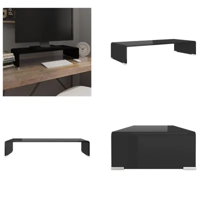 Zdjęcie produktu dla vidaXL Stolik pod telewizor/podwyższenie ekranu szklane czarne 70x30x13 cm - Blat TV - Blaty TV - Podwyższenie TV