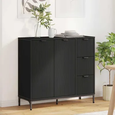 Produktbild von vidaXL Sideboard Schwarz 89,5 x 33 x 82 cm Holzwerkstoff