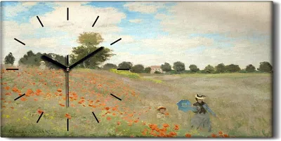 Produktbild von Küche Wohnzimmer Wand Leinwand Uhr Geräuschlos Kunstdruck 60x30 Mohnblumen - schwarze Hände