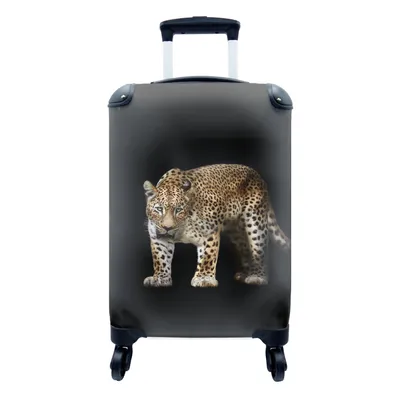 Obrázek produktu pro Kufr Příruční zavazadlo na kolečkách Malý cestovní kufr na 4 kolečkách Leopard - Černá - Zvířata - Velikost kabiny < 55x40x23 cm a 55x40x20 cm -