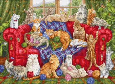 Produktbild von Letistitch Kreuzstich Stickpackung "Katzenanwesen", Zählmuster, 44x32cm