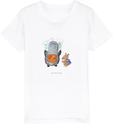 Produktbild von Mr. & Mrs. Panda Kleinkinder T-Shirt Pinguin & Maus Wanderer 5-6 Jahre (110/116) - Weiß - Geschenk, Abenteuer, Baumwollshirt Kinder, Wanderlust, Wandern, Kleinkind, Öko